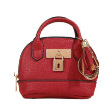 Elegant Small Bag Keychain PU Leather Coin Purse for-Red