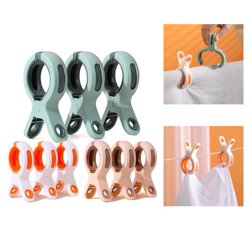 3 Pcs Plastic Thickened Clothespin Clips Clothes-Mix  color 2