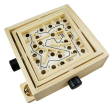 1Pc Mini Wooden Labyrinth Board Puzzle Game Ball Toy For Kids