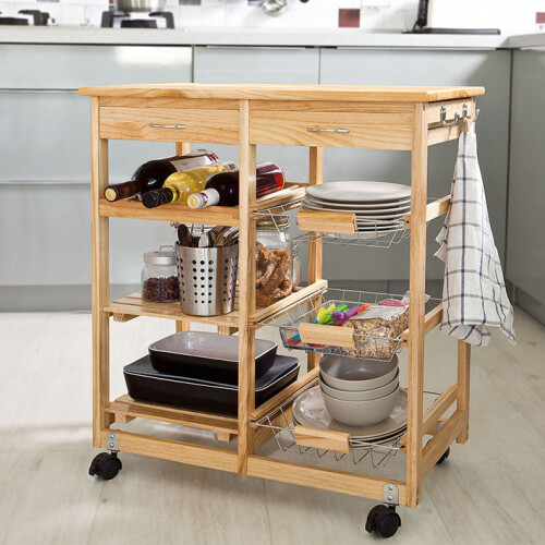 Carrello SoBuy in pino con cassetti e ruote 1