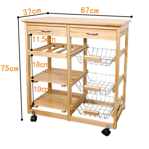 Carrello SoBuy in pino con cassetti e ruote 2