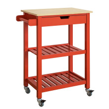 SoBuy Red Kitchen Trolley Cart with Shelf & Drawer