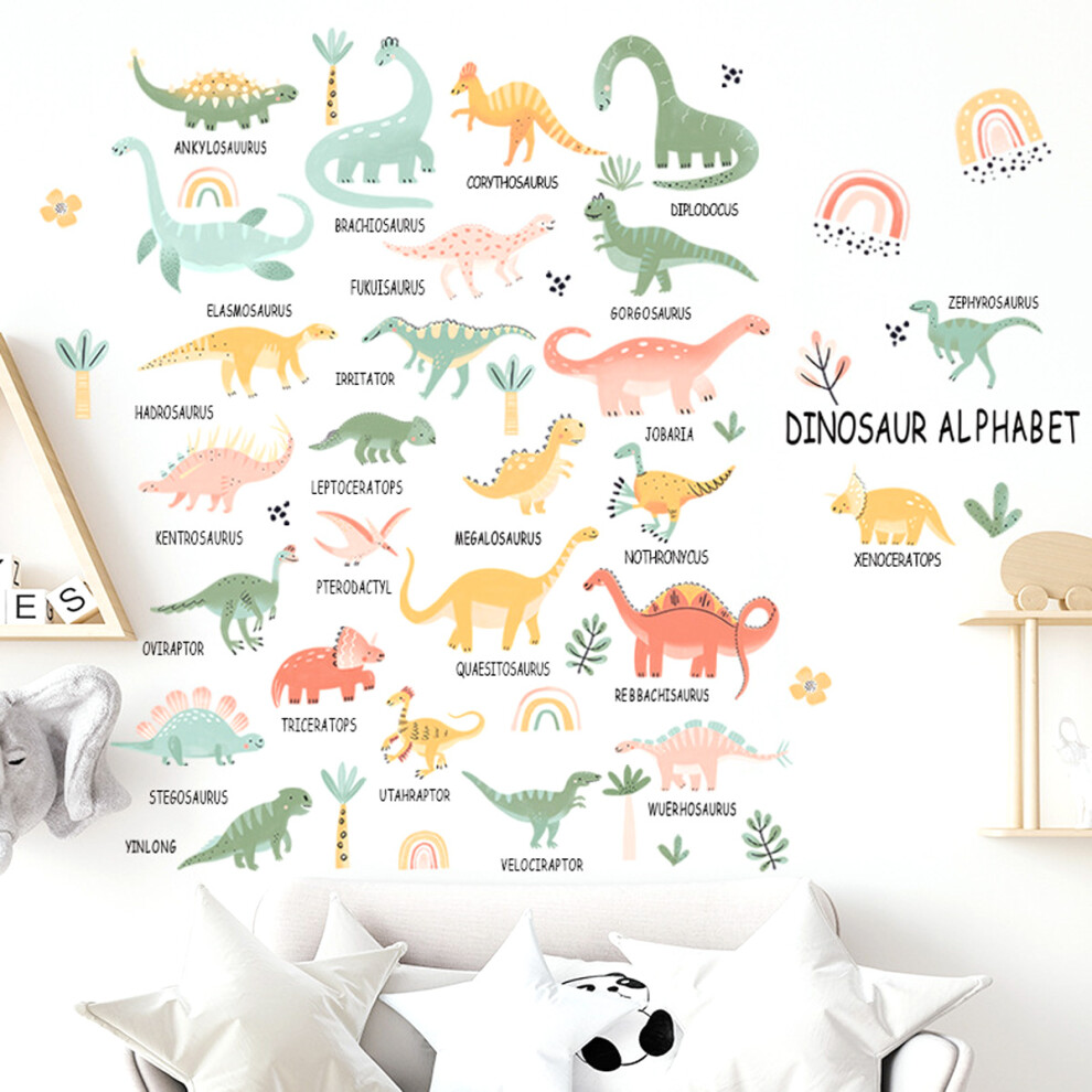 Smooth Surface Application, Watercolor Dinosaur Wall Decor For Playroom Or Nursery, Easy Peel And Stick Removable Sticker, Repositionable No Residue,