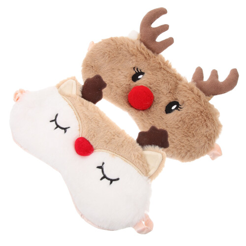 2 Stk. Niedliche Weihnachts- Plüsch Schlafmaske 2