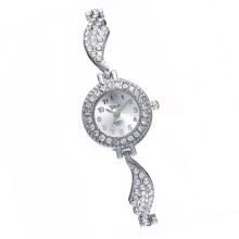 1Pc Fashion Rhinestone Wing Bangle Watch For Women Silver Quartz