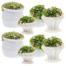 8 Unidades Miniatura Flores Planta Verde Decoración Manualidades