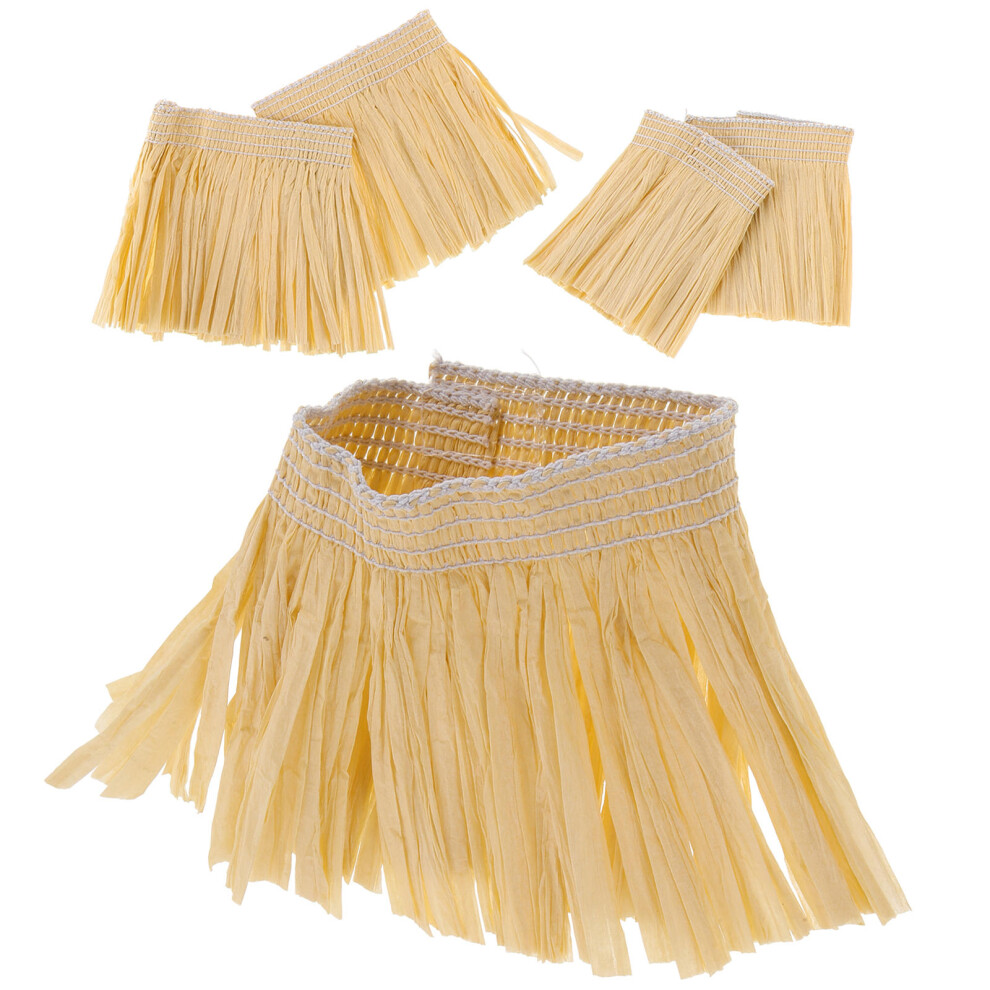 Photos - Fancy Dress 5Pcs Hawaii Hula Dress Rafia Paper Costume Tassel Skirt Yellow