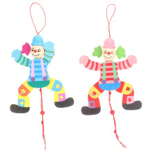 2Pcs Clown Marionette Puppet String Wood Toy For Interactive Show