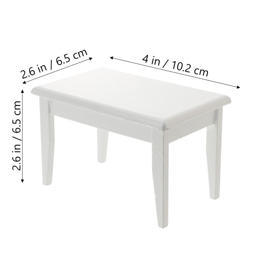 5Pcs 1/12 Mini Wooden Dining Table Chair Set White 1