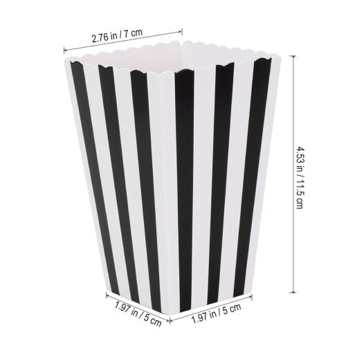 12Pièces Boîtes Paper Noires Pour Popcorn Snacks En 1