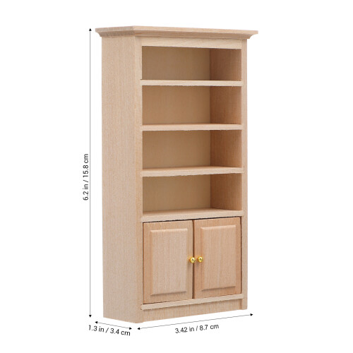 1Pc Practical Miniature Wooden Bookshelf Durable Mini House Accessory 2
