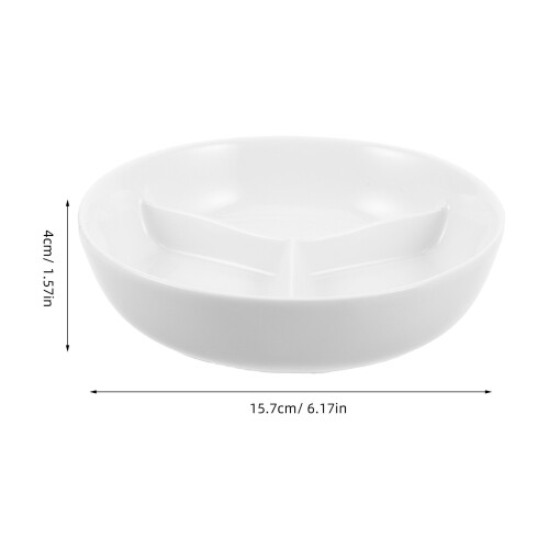 Divided Ceramic Serving Platter: Microwave-Safe 3-Compartment Plate 1