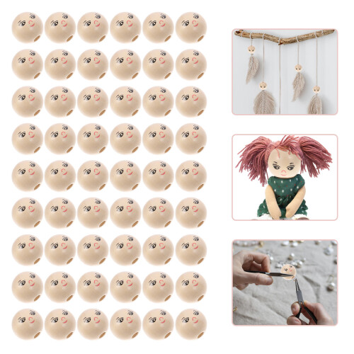 100Pcs Round Wood Bead Diy String Accessory Laughing Face (22mm) 1