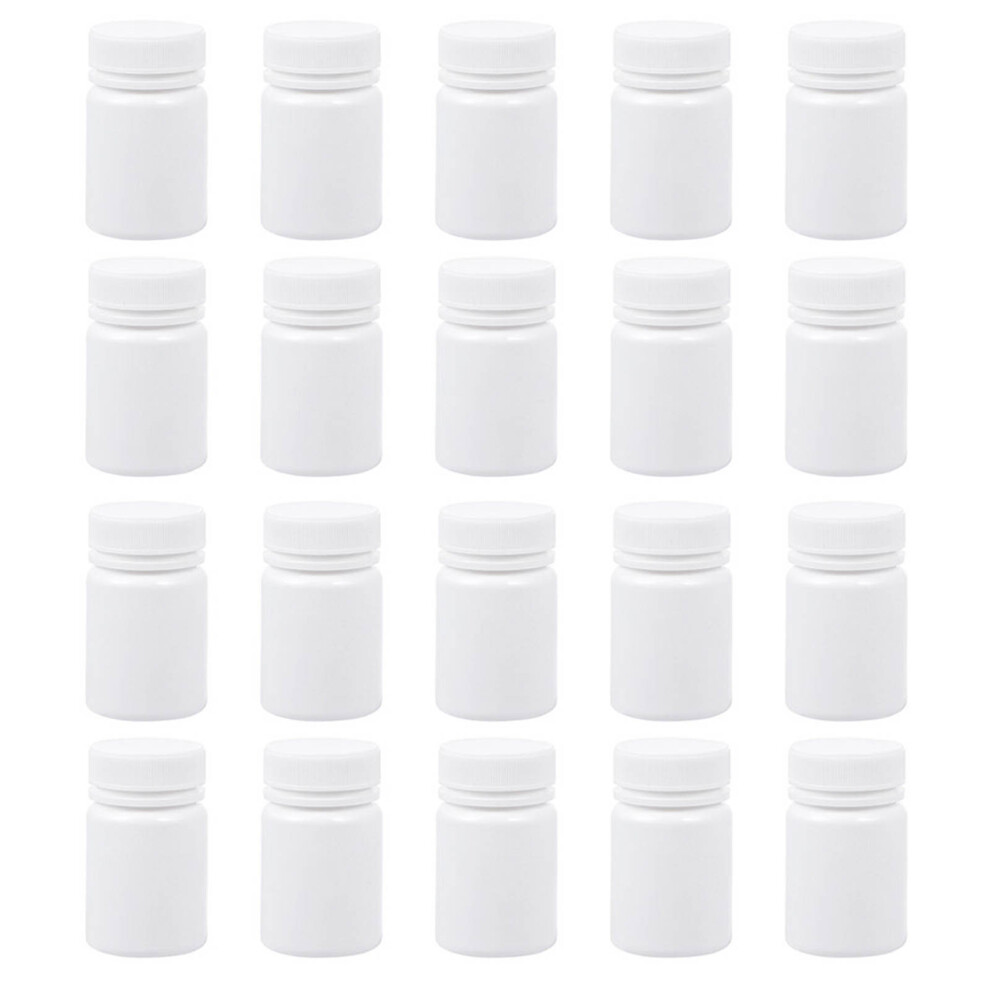 Happyyami 30Pcs Portable White Plastic Capsule Bottles For Vitamins And Pills