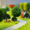 20Pcs Model Scenery Landscape Trees 3Cm-8Cm Dark Green 3