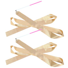2Pcs Pink Golden Glitter Dance Ribbons For Kids Ballet Gymnastics