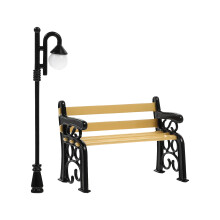 1 Set Mini House Furniture With Street Light And Bench For Kids