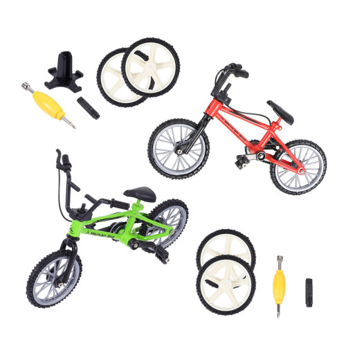 2 Set Mini Bici Dita In Alluminio Per Scrivania 2