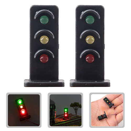 2Pcs Railroad Light Model Sand Table Miniature Signals Building Material 2