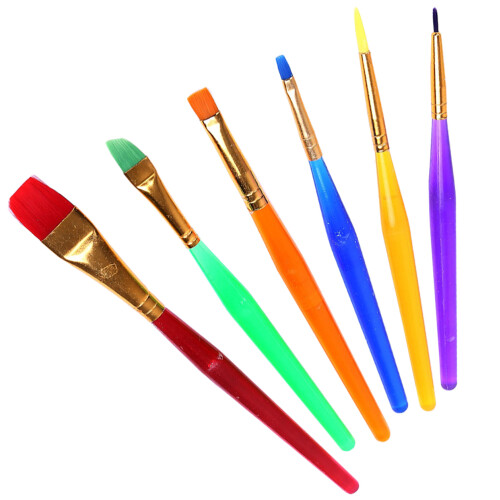6 Pcs Assorted Sizes Children'S Paint Brushes Set For Practice 1