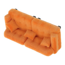 Dollhouse Sofa 1:30 Scale With Pillows Flocked Miniature Brown