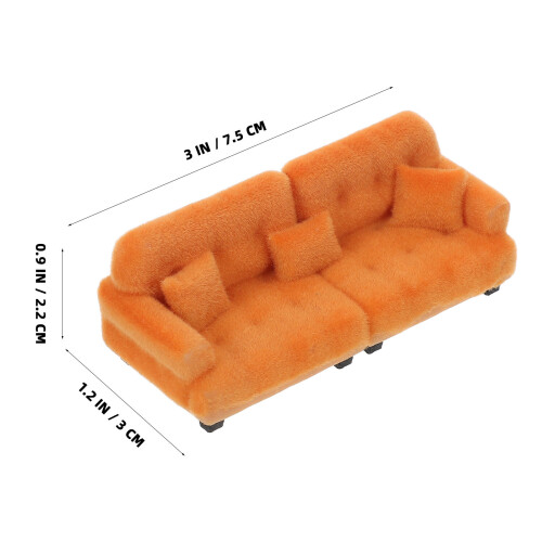 Dollhouse Sofa 1:30 Scale With Pillows Flocked Miniature Brown 1