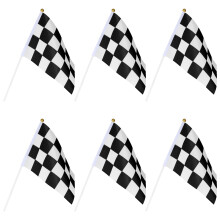 25Pcs Checkered Racing Polyester Flags With Stick 14X21Cm