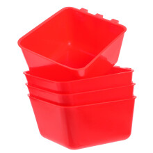 4Pcs Red Durable Pe Bird Cage Water and Food Bowls for Small Pets