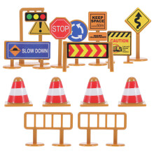 2 Sets Mini Traffic Road Signs And Fences Toys With Stickers