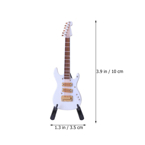 Mini Chitarra Elettrica Bianca 10 Cm Con Scatola E Nera 1