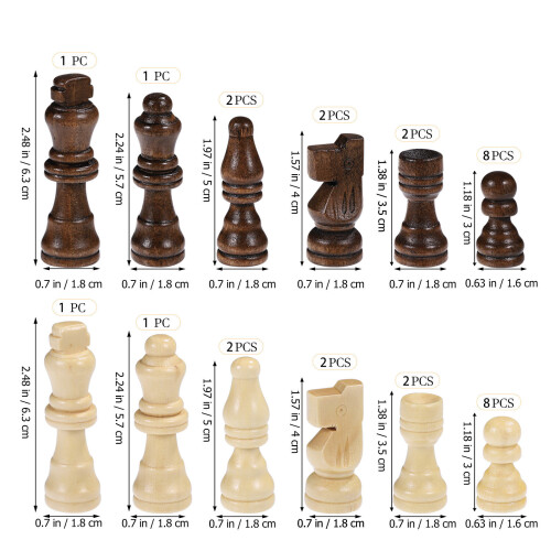 32Pcs Wooden International Chess Pieces Replacement Set 1