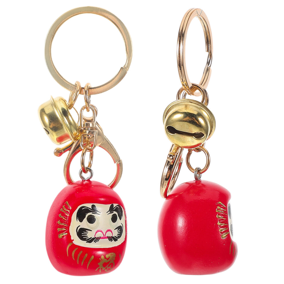 2 Pezzi Portachiavi Daruma In Per Fortuna E-image