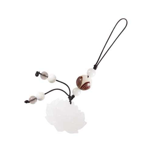 White Jade Ciondolo Per Telefono A A Mano