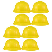 8Pcs Yellow Plastic Construction Party Hats For Kids