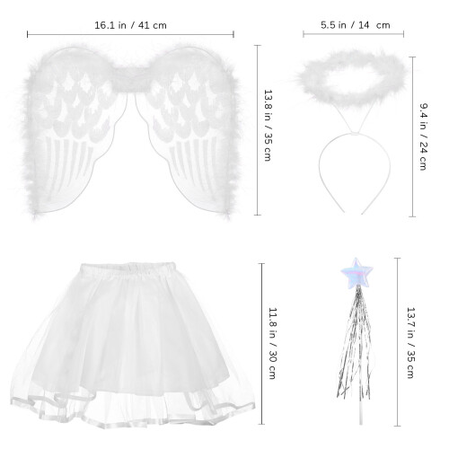 4 Pezzi Set Costumi Con , Cerchietto, Bacchetta E Gonna 1