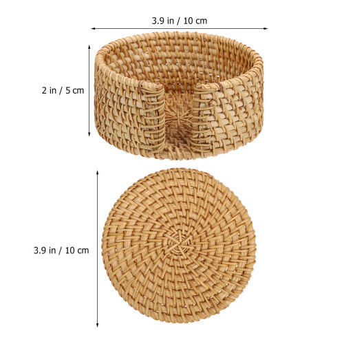 Set Sottobicchieri In Rattan Intrecciati Con Sottobicchieri 1