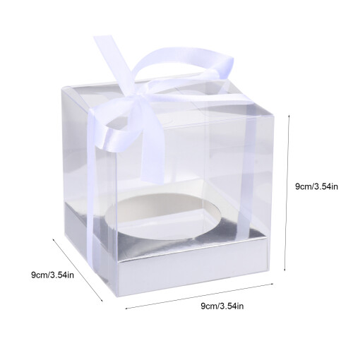 12 Scatole Per Torta In Pvc Trasparenti Con Nastro 1
