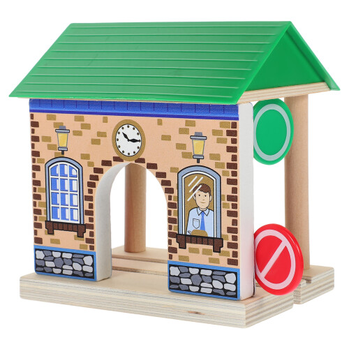 Wooden Railway Station Model Train Building Scene Layout Accessory