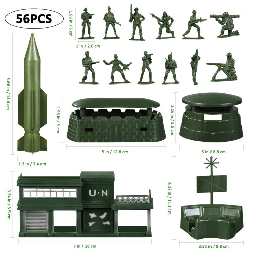 56 Peças Soldado Militar Plástico Acessórios 2
