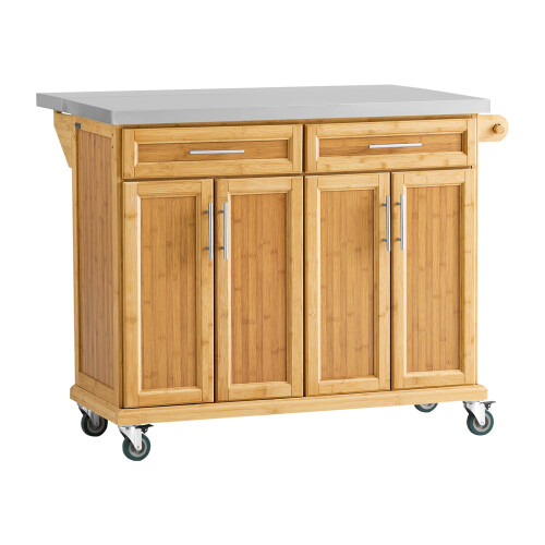 SoBuy Desserte Cuisine Bambou Roulettes Extensible