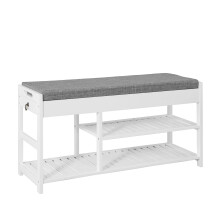 SoBuy White Shoe Bench with Storage & Lift-Up Seat