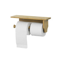 SoBuy Bambusowy uchwyt na papier toaletowy z półką
