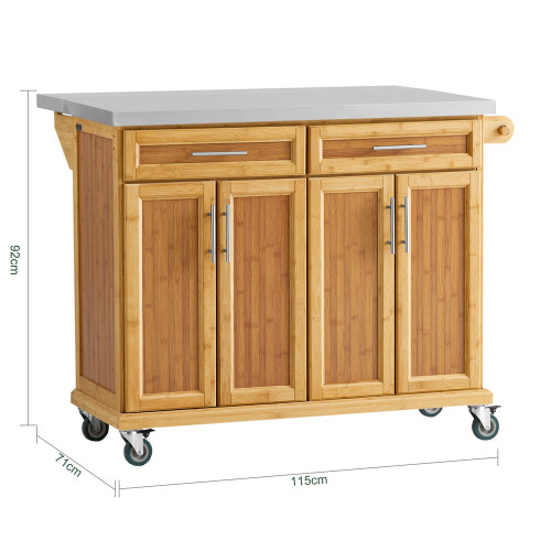 SoBuy Desserte Cuisine Bambou Roulettes Extensible 2
