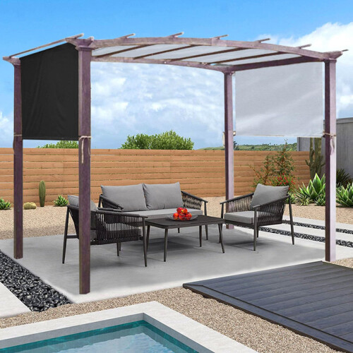 Polyester Gazebo Canopy Replacement Universal Rainproof-Black 2