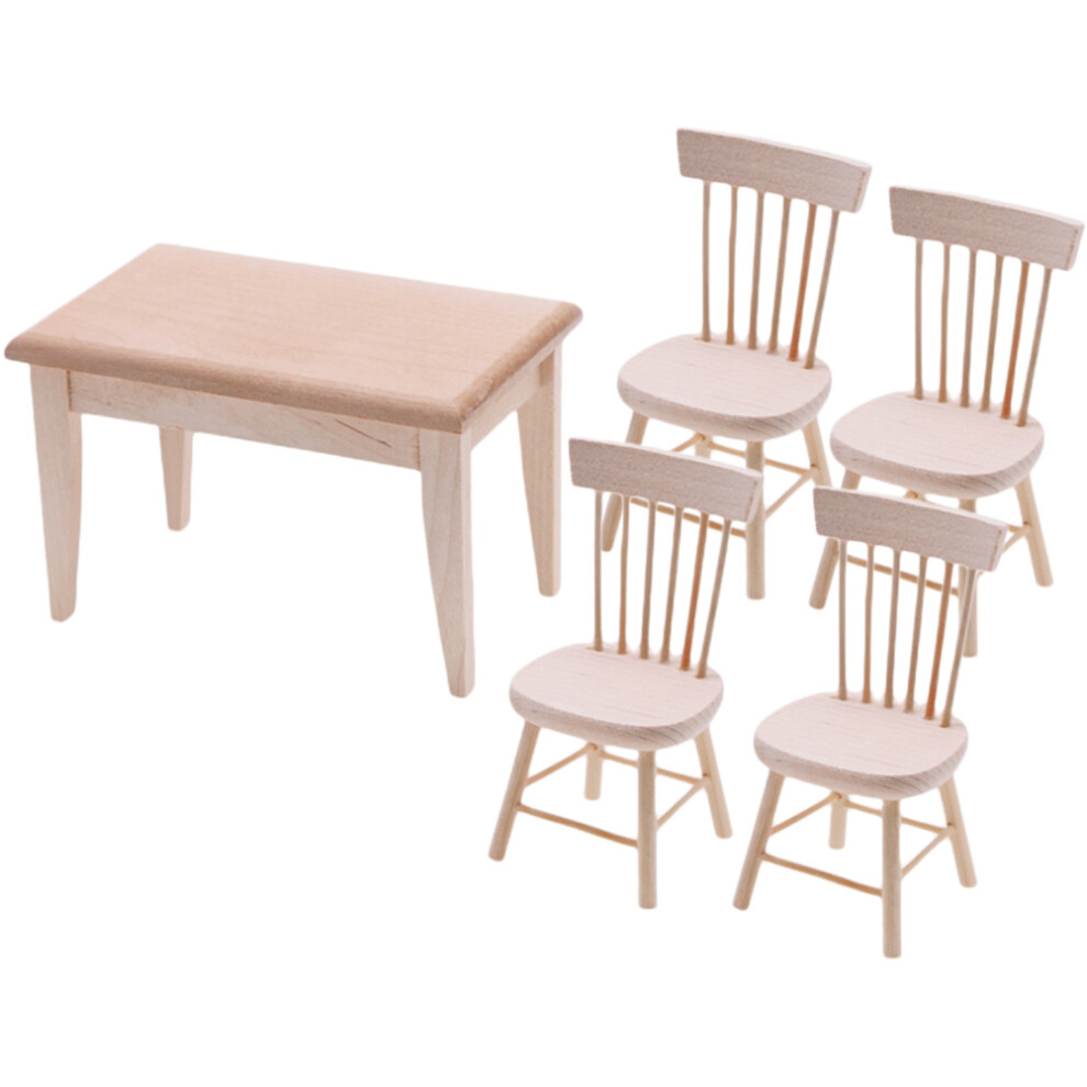 1 Zestaw Mebli Miniaturystycznych Stolik I KrzesłA Dla Lalek-image