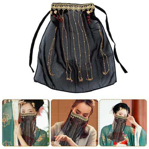 Face Sluier Retro Pompom Vrouw Elegant Hanfu Accessoire 2