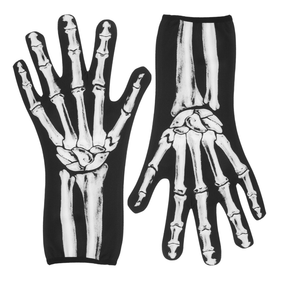 1 Para Halloweenowe RęKawiczki Czaszka Szkielet ŚMierć KróTkie-image