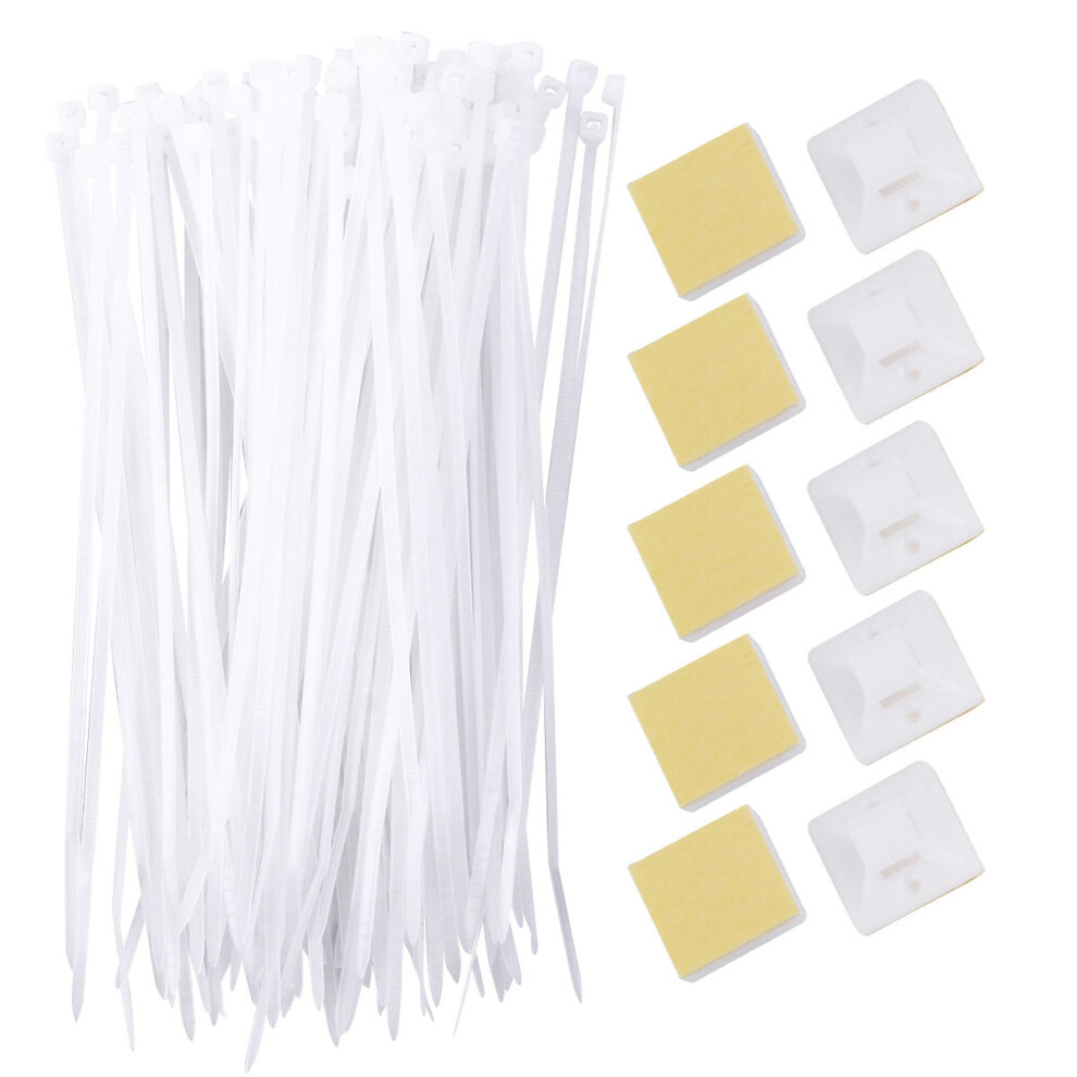 Multi-Purpose Zip Tie Adhesive Mounts Self Adhesive Cable Holder White 3547807447975