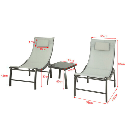 SoBuy Transat de Jardim com Mesa Lateral OGS37-HG 2