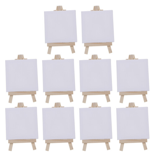10 Sztuk Mini Panel Plótna Z Drewnianym Statywem Dzieci